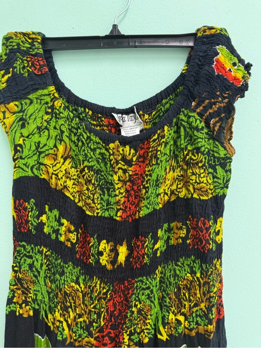 Bohemian Bob Marley Maxi Dress in Black & Green